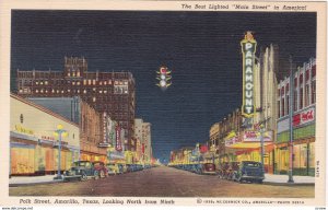 AMARILLO , Texas , 30-40s ; Polk Street , Looking North from Ninth, Night time