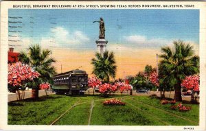 Postcard MONUMENT SCENE Galveston Texas TX AM5637