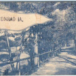 c1910s Conrad, IA Shady Path Welcome Postcard Tama & SX City RPO Cancel A52