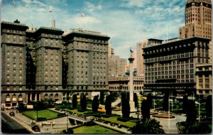 Vtg 1950s St Francis Hotel and Union Square San Francisco California CA Postcard