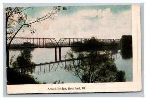 Vintage 1914 Colorized Photo Postcard Nelson Train Bridge Rockford Illinois