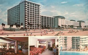 Vintage Postcard 1971 New Plaza Hotel Rooms Beach Front Daytona Beach Florida FL