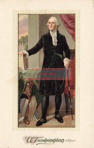 George Washington's Birthday, Winsch, Standing with Walking Stick