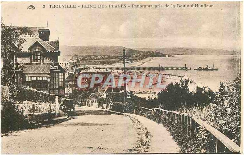 Old Postcard Trouville Queen of Beaches taken Panorama Route Honfleur