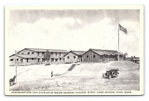 Postcard Headquarters Of 76th Div. Gen. Hodges Camp Devens Ayer Mass. U. S. Army
