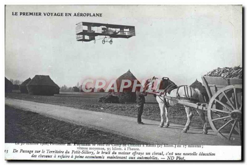 Old Postcard Jet Aviation Farman makes the Chalons camp Reims Sillery Territo...