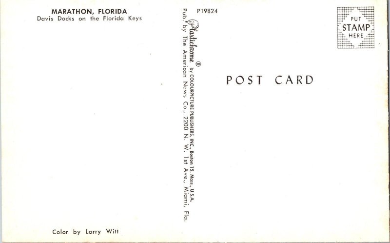 Davis Docks, Marathon FL Florida Keys Vintage Postcard P54
