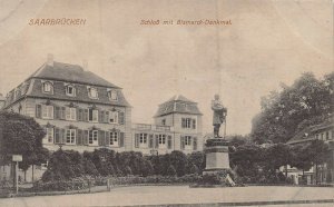 SAARBRUCKEN GERMANY~SCHLOSS mit BISMARCK DENKMAL~EMIL HARTMAN PHOTO POSTCARD