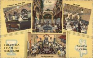 Tampa FL Columbia Spanish Restaurant Linen Postcard