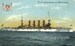 US Armored Cruiser Washington Military Battleship 1910 internal creases