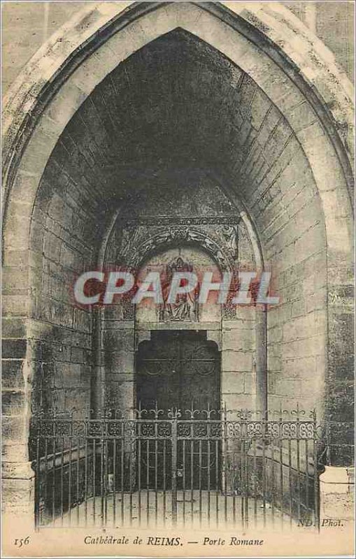 Postcard Old Cathedral of Reims Porte Romane
