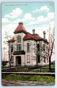 CHILTON, WI Wisconsin ~ Calumet County COURT HOUSE 1908 J. T. Faber Postcard