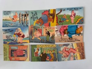 18 COMICS FAT OBESE MEN & WOMEN Vintage Postcards Lot FREE SHIPPING