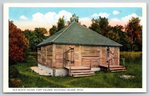 Mackinac Island Michigan~Old Block House @ Fort Holmes~Publ GHW~Vintage Postcard