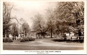 Real Photo PC G.A.R. Memorial, Main and Court Streets in Haverhill New Hampshire