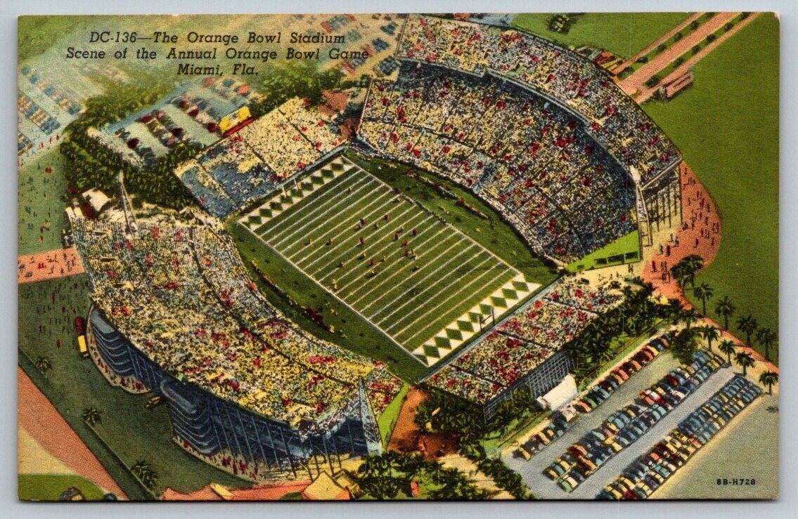 The Orange Bowl Stadium - Orange Bowl Game - Miami, Florida - Postcard ...