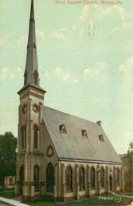 Milton Pennsylvania~First Baptist Church~1909 Postcard