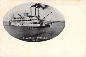 c.'06, Excursion Steamer, The W.W., On The Mississippi River, Old Postcard