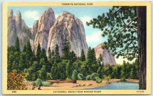 M-9706 Yosemite National Park Cathedral Rocks from Merced River California