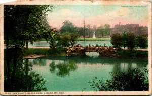 Lake in Lincoln Park Cincinnati Ohio OH 1921 WB Detroit Publishing Postcard B8