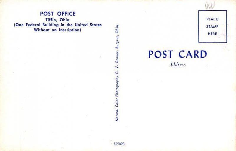 Post Office Tiffin, Ohio OH