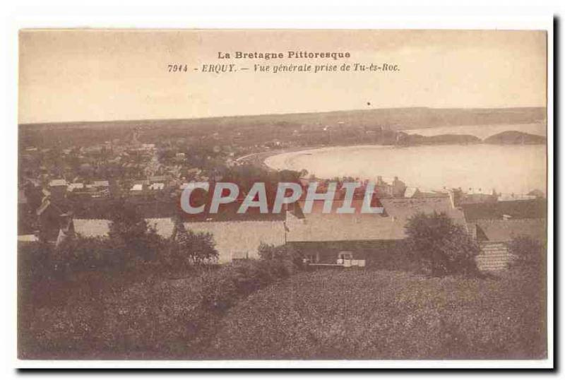 Erquy Old Postcard General view taken from You're Roc