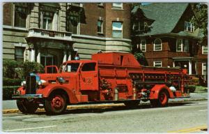 NEWTON, MA   1942 LADDER TRUCK #4 Maxiim City Service Quad seen 1966   Postcard