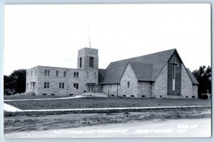 Belmond Iowa IA Postcard RPPC Photo Methodist Church Scene Street c1950s Vintage