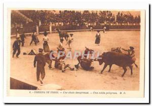 Corrida de Toros Old Postcard A dangerous fall Una caida peligrosa