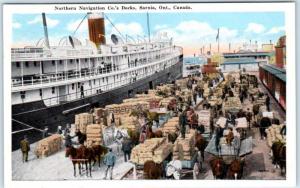 SARNIA, ONTARIO Canada   NORTHERN NAVIGATION Company Docks c1910s-20s  Postcard