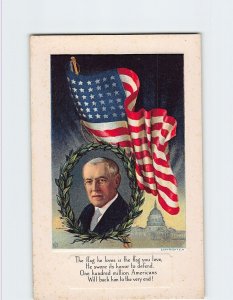 Postcard Greeting Card with Picture and Woodrow Wilson Flag Picture/Art Print