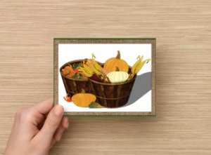 Set of 6 Digital Art Postcard The Splendor Of Autumn, Fall Arrangement, Pumpkin