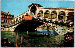 1910's Venezia Ponte Di Rialto Venice Italy Bridge Boating Posted Postcard