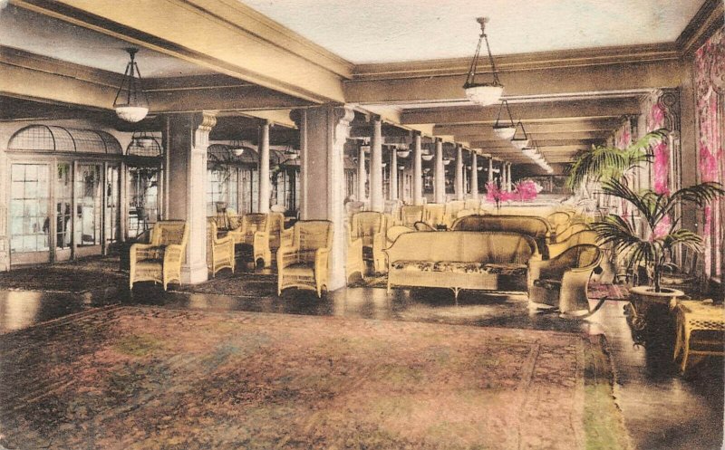 LPS41 Swampscott Massachusetts New Ocean House Main Foyer Hand Colored Postcard