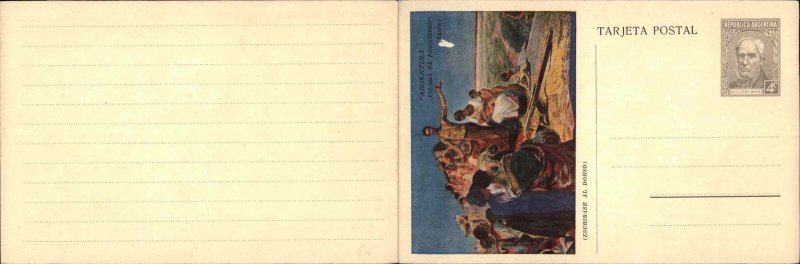 Argentina Informational Statistics Patriotic? Fold-Open c1910 Postcard