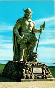 Viking Statue Lake Winnipeg Gimli Manitoba Canada Scenic Chrome Postcard 