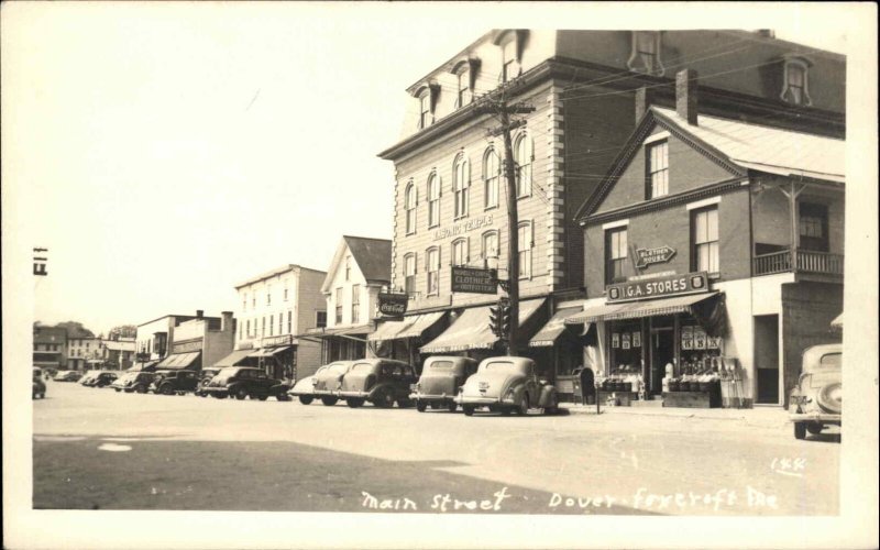 Dover-Foxcroft Main St. IGA Grocery Store Masonic Temple Real Photo Postcard