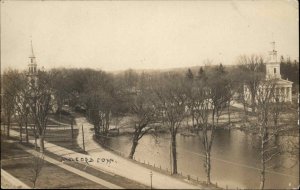 Milford Conneciticut CT Gen View Churches & Pond c1910 Real Photo Postcard