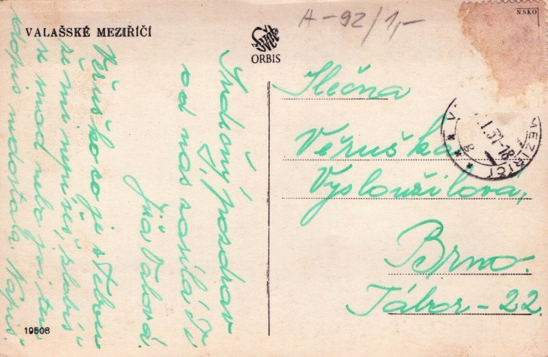 Czech Republic Valašské Meziříčí Vintage RPPC 03.92