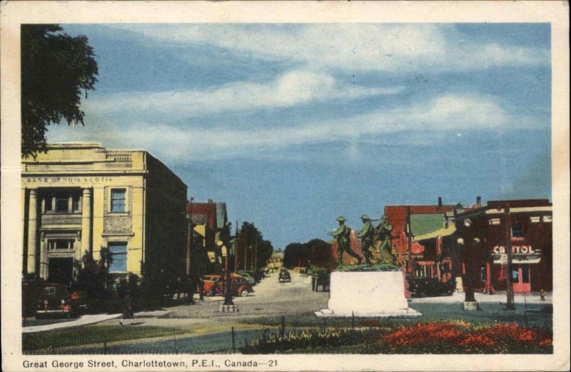 Charlottetown Prince Edward Island PEI Great George Street Vintage Postcard