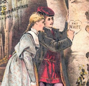 1880s The White Sewing Machine Lovely Medieval Couple Woods Tree F132