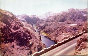 postcard Nevada - Colorado River from high cliffs overlooking Black Canyon