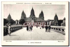 Old Postcard -Exhibition Colonial International - Paris 1931 Temple of Wat An...