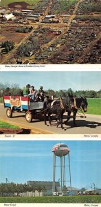 3~4X6 Postcards Plains, GA Georgia AERIAL VIEW~PEANUT II WAGON RIDE~WATER TOWER