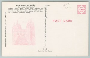 Salt Lake City Utah~Main Street Neon Night Lights~Tribune~Broiler Cafe~1950s