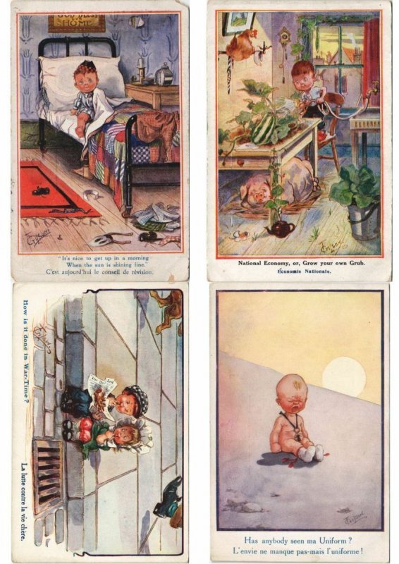GILSON ARTIST SIGNED CHILDREN HUMOR COMIC 63 Vintage Postcards Pre-1940 (L3225)