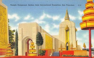 Temple Compound GGIE 1939 San Francisco World's Fair Expo Vintage Linen Postcard
