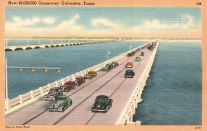 Vintage Postcard New Two Million Dollars Causeway Bridge Cars Galveston Texas