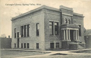 1910 Spring Valley Minnesota Carnegie Library Faber occupation Postcard 24-12121