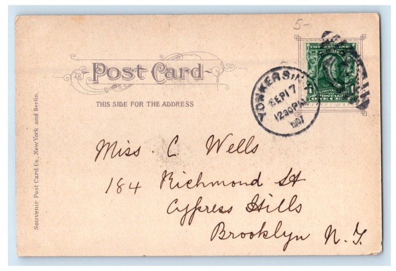 1907 Bird's Eye View Of Yonkers And Palisades Yonkers New York NY Postcard